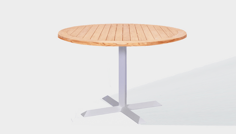 reddie-raw outdoor round dining table 60dia x 75H*cm / Solid Reclaimed Wood Teak~Natural / Metal~White Andi Outdoor Pedestal Table