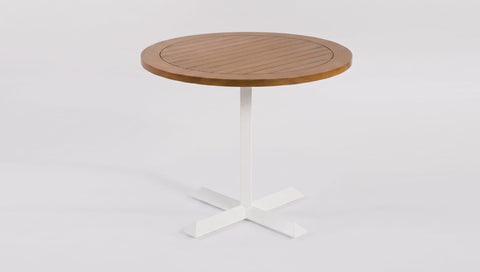 reddie-raw outdoor table 60dia x 75H*cm / Solid Reclaimed Teak Wood~Natural / Metal~White Andi Outdoor Pedestal Table Round