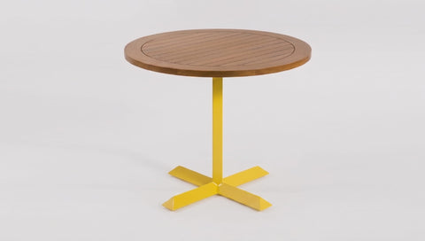 reddie-raw outdoor table 60dia x 75H*cm / Solid Reclaimed Teak Wood~Natural / Metal~Yellow Andi Outdoor Pedestal Table Round