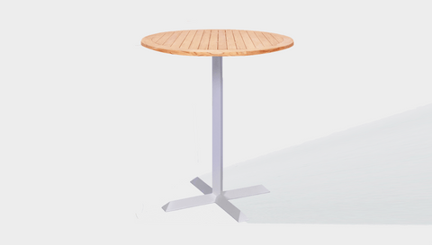 reddie-raw outdoor round dining table 60dia x 100H*cm / Solid Reclaimed Wood Teak~Natural / Metal~White Andi Outdoor Round Table