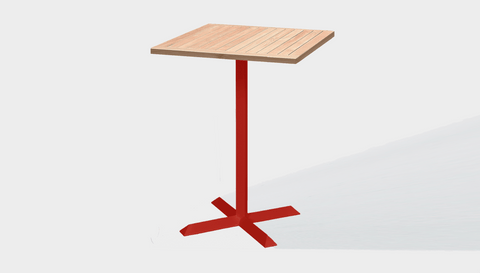 reddie-raw outdoor round dining table 60 x 60 x 100H*cm / Solid Reclaimed Wood Teak~Natural / Metal~Red Andi Outdoor Square Cafe/Bar Table (2 heights)