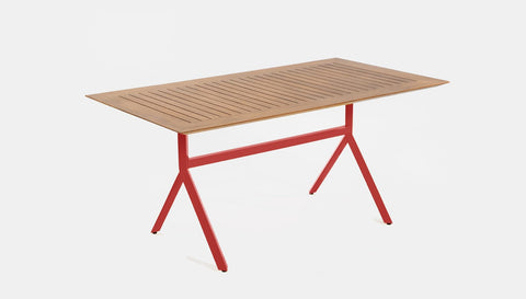reddie-raw rectangular 160L x 90D x 75H *cm / Solid Reclaimed Teak Wood~Natural / Metal~Red Andi Outdoor Table
