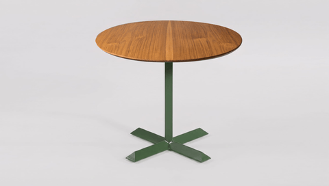 reddie-raw round 60dia x 75H *cm / Solid Reclaimed Teak Wood~Natural / Metal~Green Andi Pedestal Table