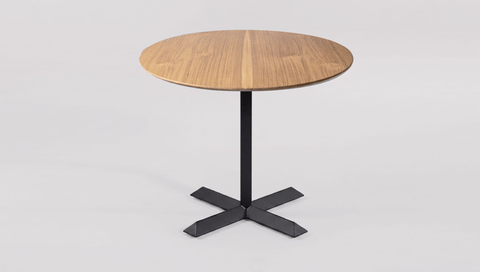reddie-raw round 60dia x 75H *cm / Solid Reclaimed Teak Wood~Oak / Metal~Black Andi Pedestal Table