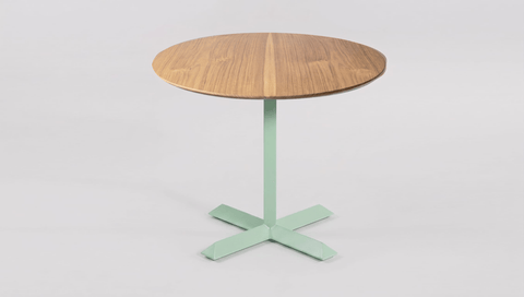 reddie-raw round 60dia x 75H *cm / Solid Reclaimed Teak Wood~Oak / Metal~Mint Andi Pedestal Table