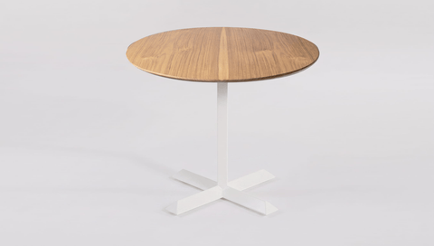 reddie-raw round 60dia x 75H *cm / Solid Reclaimed Teak Wood~Oak / Metal~White Andi Pedestal Table