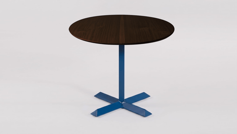reddie-raw round 60dia x 75H *cm / Solid Reclaimed Teak Wood~Walnut / Metal~Navy Andi Pedestal Table