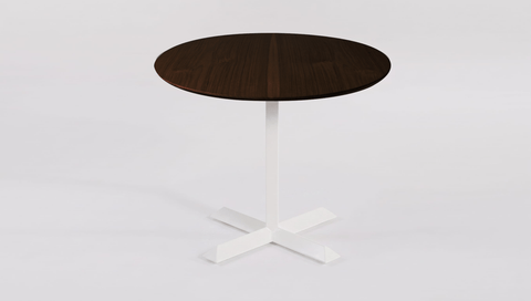 reddie-raw round 60dia x 75H *cm / Solid Reclaimed Teak Wood~Walnut / Metal~White Andi Pedestal Table