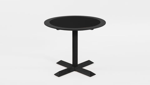 reddie-raw round 60dia x 75H *cm / Laminate with Solid Reclaimed Teak Wood Edge~Black / Solid Reclaimed Teak Wood~Black Andi Pedestal Table Wood