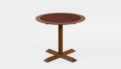 reddie-raw round 60dia x 75H *cm / Laminate with Solid Reclaimed Teak Wood Edge~Spanish brown / Solid Reclaimed Teak Wood~Walnut Andi Pedestal Table Wood
