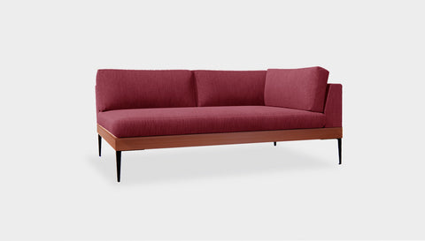 reddie-raw sofa (A220RH) 220W x 90D x 75H  (42H seat) *cm / Fabric~Magma_Merlot / Solid Reclaimed Wood Teak~Natural Andi Sofa Sectional