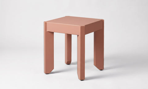 reddie-raw square side table 40W X 40H X 45D / Metal~Pink Bevel Stool/Side Table Metal