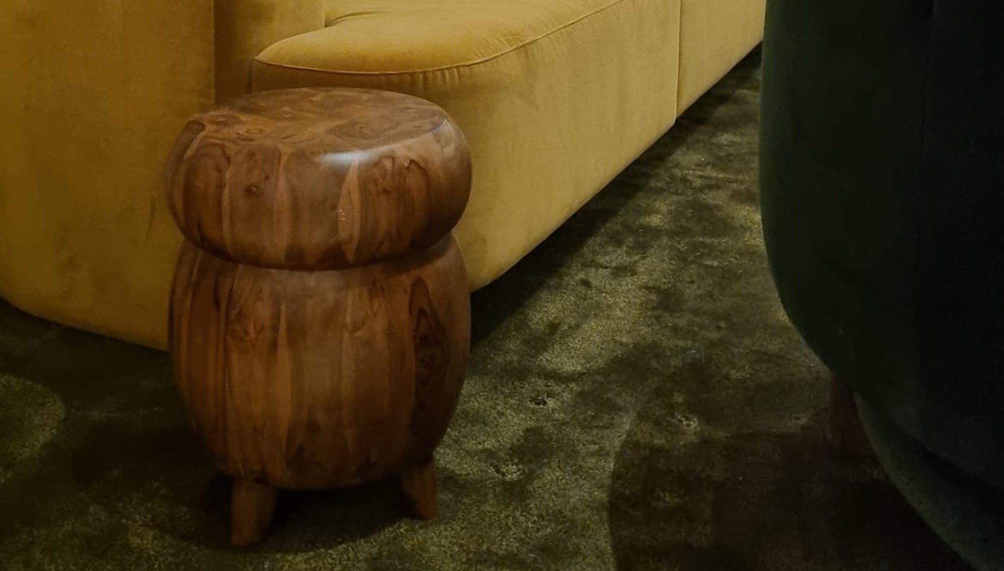 reddie-raw round side table 35DIA X 45H / Solid Reclaimed Teak Wood~Natural Blob 2 Stool