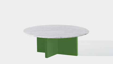 reddie-raw round coffee table 90dia x 35H *cm / Stone~White Veined Marble / Metal~Green Bob Coffee Table Round