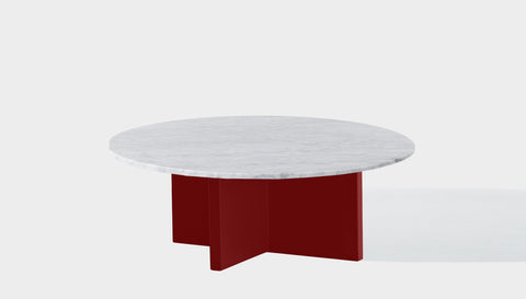 reddie-raw round coffee table 90dia x 35H *cm / Stone~White Veined Marble / Metal~Rust Bob Coffee Table Round