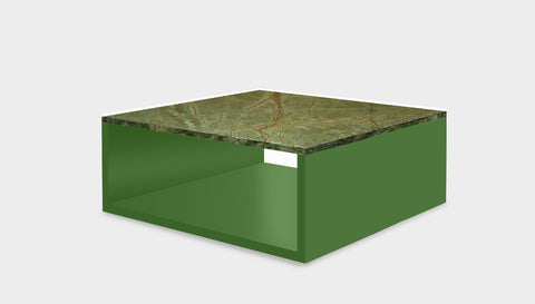 reddie-raw square coffee table 90 x 90 x 35H *cm / Stone~Forest Green / Metal~Green Bob Coffee Table Square