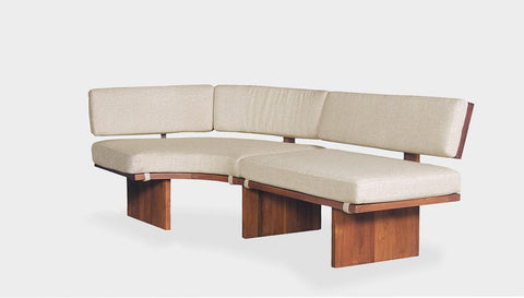 reddie-raw sofa 101W x 191D x 72H (42H seat) *cm  CURVED RIGHT / Fabric~Davano Paper Bank / Solid Reclaimed Wood Teak~Natural Bob Lounge Modular