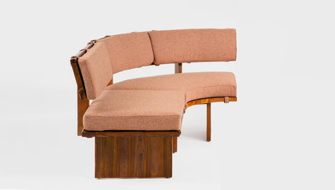 reddie-raw sofa 191W x 101D x 72H (42H seat) *cm  CURVED LEFT / 100% Wool Fabric~Textile 23 413  orange stripe / Solid Reclaimed Teak Wood~Natural Bob Lounge Modular