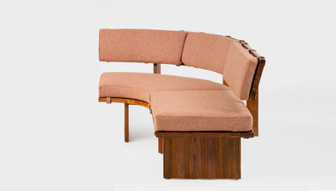 reddie-raw sofa 191W x 101D x 72H (42H seat) *cm  CURVED RIGHT / 100% Wool Fabric~Textile 23 413  orange stripe / Solid Reclaimed Teak Wood~Natural Bob Lounge Modular