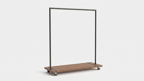 reddie-raw coat rack 110W x 40D x 150H *cm / Metal~Black / Solid Reclaimed Teak Wood~Natural Bob Movable Clothes Hanging Rack