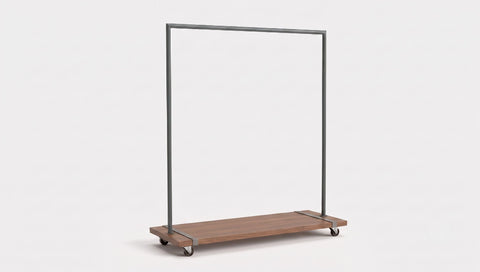 reddie-raw coat rack 110W x 40D x 150H *cm / Metal~Grey / Solid Reclaimed Teak Wood~Natural Bob Movable Clothes Hanging Rack