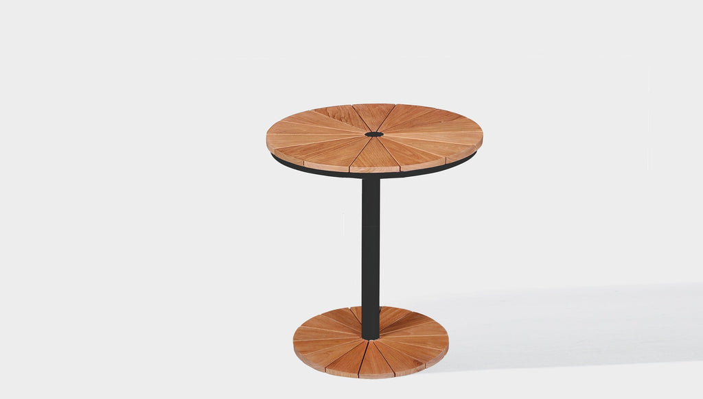reddie-raw outdoor dining table round 60dia x 75H *cm / Solid Reclaimed Wood Teak~Natural / Metal~Black Bob Outdoor Pedestal Cafe & Bar Table (2 heights)