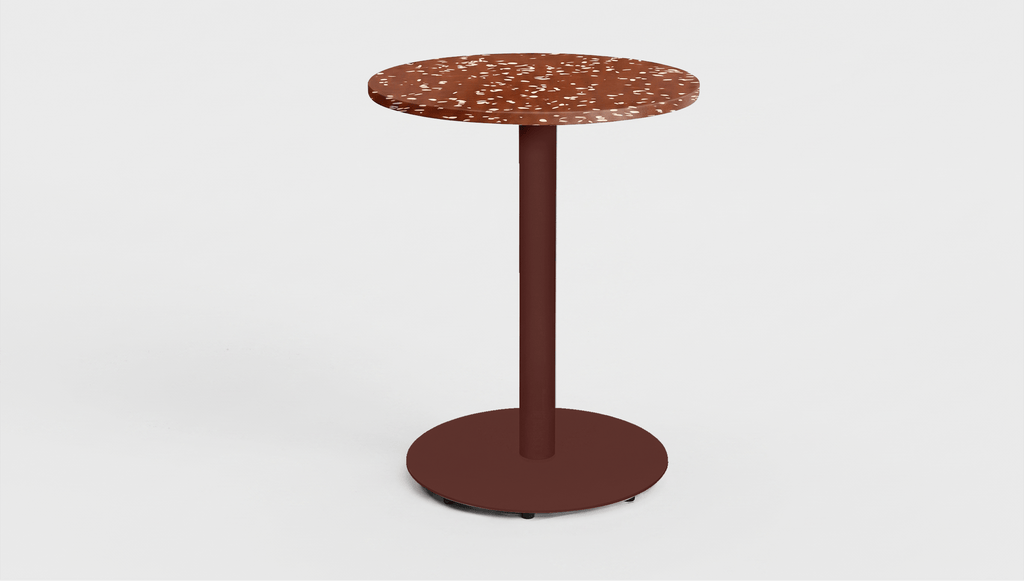 reddie-raw round cafe/bar table 60dia x 75H *cm / Recycled Plastic~Rust / Metal~Rust Bob Pedestal Table Cafe & Bar Table - Recycled Bottle Tops (2 heights)