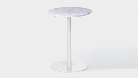 reddie-raw round 60dia x 100H *cm / Stone~White Veined Marble / Metal~White Bob Pedestal Table Marble Cafe & Bar Table (2 heights)