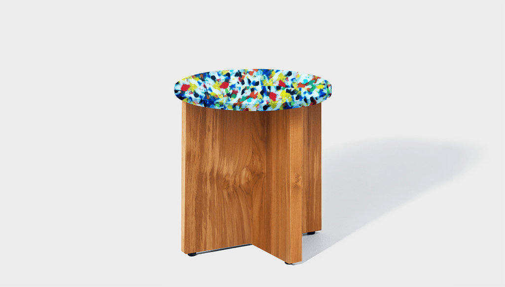 reddie-raw round side table 45dia x 45H *cm / Recycled bottle tops~freckles / Solid Reclaimed Wood Teak~Natural Bob Side Table Round- Recycled Bottle Tops