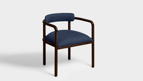 reddie-raw dining chair 61W x 56D x 69H *cm (46H seat) / Solid Reclaimed Teak Wood~Walnut / Fabric~Davano Cobalt Cinta Arm Chair - Wood