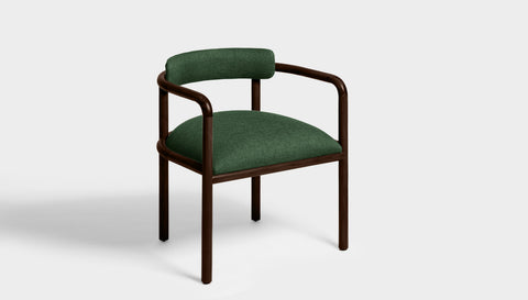 reddie-raw dining chair 61W x 56D x 69H *cm (46H seat) / Solid Reclaimed Teak Wood~Walnut / Fabric~Davano Green Cinta Arm Chair - Wood