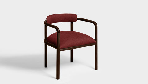 reddie-raw dining chair 61W x 56D x 69H *cm (46H seat) / Solid Reclaimed Teak Wood~Walnut / Fabric~Davano Sangria Cinta Arm Chair - Wood