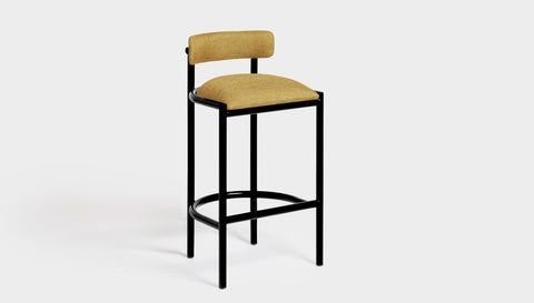 reddie-raw bar stool 50W x 46D x 96H *cm (75H seat height crushed) / Metal~Black / Fabric~Davano Golden Cinta Bar Stool - Metal