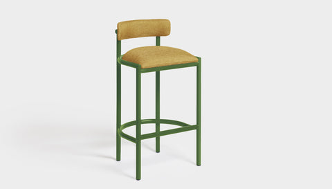 reddie-raw bar stool 50W x 46D x 96H *cm (75H seat height crushed) / Metal~Green / Fabric~Davano Golden Cinta Bar Stool - Metal