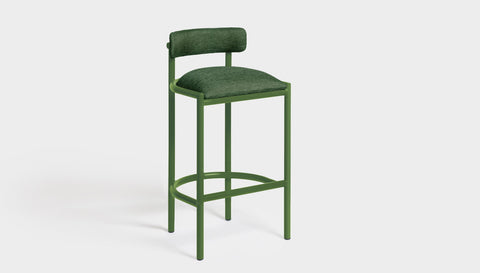 reddie-raw bar stool 50W x 46D x 96H *cm (75H seat height crushed) / Metal~Green / Fabric~Davano Green Cinta Bar Stool - Metal