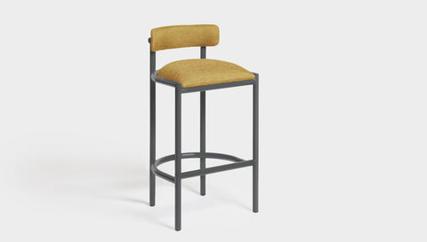 reddie-raw bar stool 50W x 46D x 96H *cm (75H seat height crushed) / Metal~Grey / Fabric~Davano Golden Cinta Bar Stool - Metal