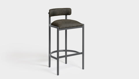 reddie-raw bar stool 50W x 46D x 96H *cm (75H seat height crushed) / Metal~Grey / Fabric~Davano Iron Stone Cinta Bar Stool - Metal