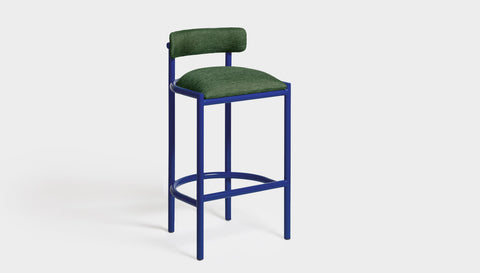 reddie-raw bar stool 50W x 46D x 96H *cm (75H seat height crushed) / Metal~Navy / Fabric~Davano Green Cinta Bar Stool - Metal