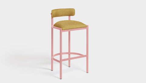 reddie-raw bar stool 50W x 46D x 96H *cm (75H seat height crushed) / Metal~Pink / Fabric~Davano Golden Cinta Bar Stool - Metal