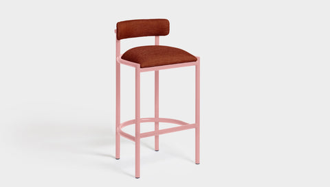 reddie-raw bar stool 50W x 46D x 96H *cm (75H seat height crushed) / Metal~Pink / Fabric~Davano Sangria Cinta Bar Stool - Metal