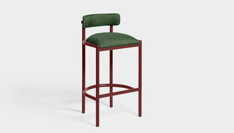 reddie-raw bar stool 50W x 46D x 96H *cm (75H seat height crushed) / Metal~Rust / Fabric~Davano Green Cinta Bar Stool - Metal