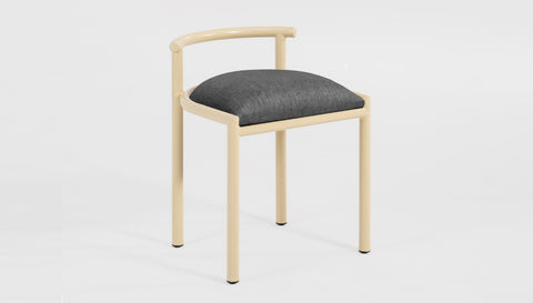 reddie-raw dining chair 50W x 48D x 72H *cm (45H seat height crushed) / Fabric~Davano Iron Stone / Metal~Cream Cinta cafe stool