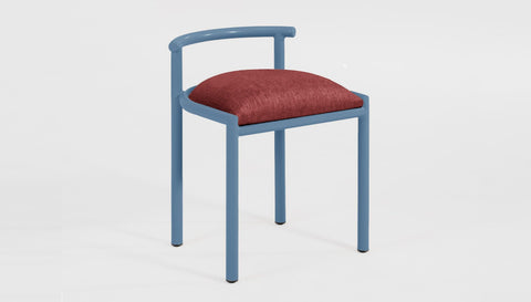 reddie-raw dining chair 50W x 48D x 72H *cm (45H seat height crushed) / Fabric~Davano Sangria / Metal~Blue Cinta cafe stool metal