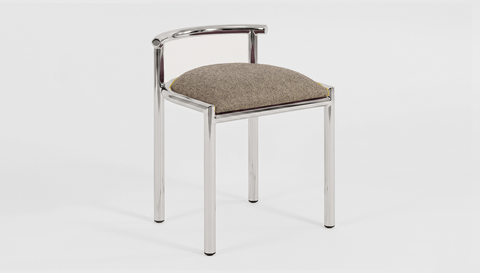 reddie-raw stool 45W x 43D x 59H *cm (46 seat height crushed) / 100% Wool Fabric~Textile 23 402 black stripe / Metal~Stainless Steel Cinta Cafe Stool - Stainless