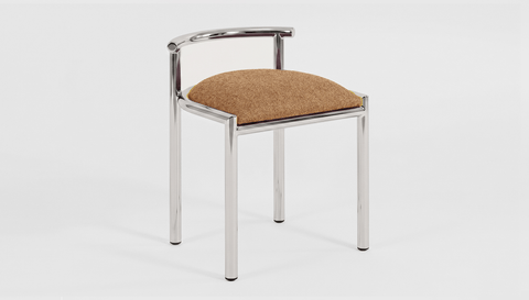 reddie-raw stool 45W x 43D x 59H *cm (46 seat height crushed) / 100% Wool Fabric~Textile 23 413  orange stripe / Metal~Stainless Steel Cinta Cafe Stool - Stainless