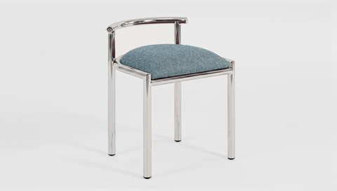 reddie-raw stool 45W x 43D x 59H *cm (46 seat height crushed) / 100% Wool Fabric~Textile 23 484 blue stripe / Metal~Stainless Steel Cinta Cafe Stool - Stainless