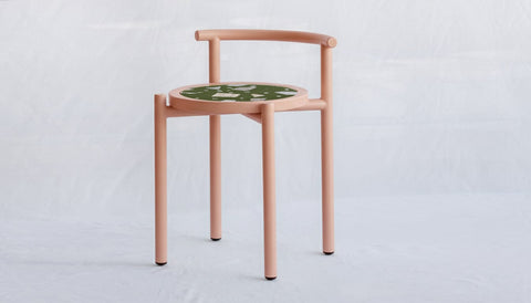 reddie-raw stool 45W x 43D x 59H *cm (45 seat height) / Collab~Green / Metal~Pink Cinta COLLAB