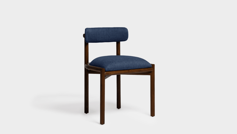 reddie-raw dining chair 50W x 48D x 76H *cm (46H seat height crushed) / Solid Reclaimed Teak Wood~Walnut / Fabric~Davano Cobalt Cinta Dining Chair - Wood