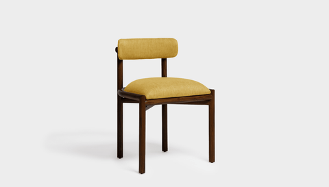 reddie-raw dining chair 50W x 48D x 76H *cm (46H seat height crushed) / Solid Reclaimed Teak Wood~Walnut / Fabric~Davano Golden Cinta Dining Chair - Wood