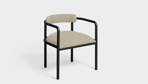 reddie-raw dining chair 61W x 56D x 69H *cm (45H seat height crushed) / Metal~Black / Fabric~Blush Cream Cinta metal arm chair